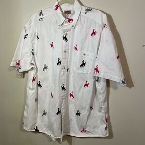 Barn Fly‎ men's Western Medium shirt cotton cowboy white W/cowboy embroidery